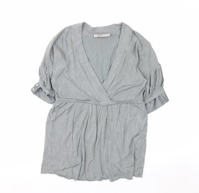 Damenpullover UK Größe 8 Kookai grau Wickeloptik