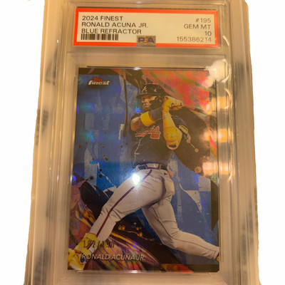 💎 PSA 10 GEM MINT 💎 2024 Topps Finest - Ronald Acuña Jr. Blue Refractor /150!