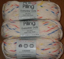 3 Skeins, Premier Anti Pilling Everyday Dots Yarn, 3.5oz/273 yds, Primary