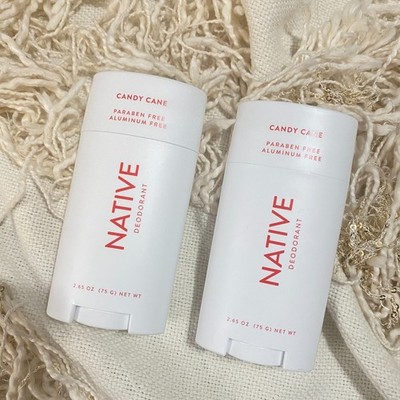 Native Deodorant Candy Cane SET OF 2  2.65 oz Paraben & Aluminum Free NEW