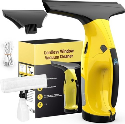 Window Vacuum Squeegee Cordless, Rechargeable Window Vacuum Cleaner with 2 X Squ