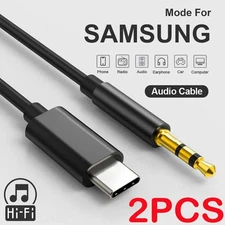 For Samsung S25 S24 S23 S22 S21FE USB-C to 3.5mm Aux Cable Audio Cord Car Stereo