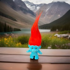 RARE Troll DAM Doll RED Hair BLUE FLOCKED VHTF Red Eyes