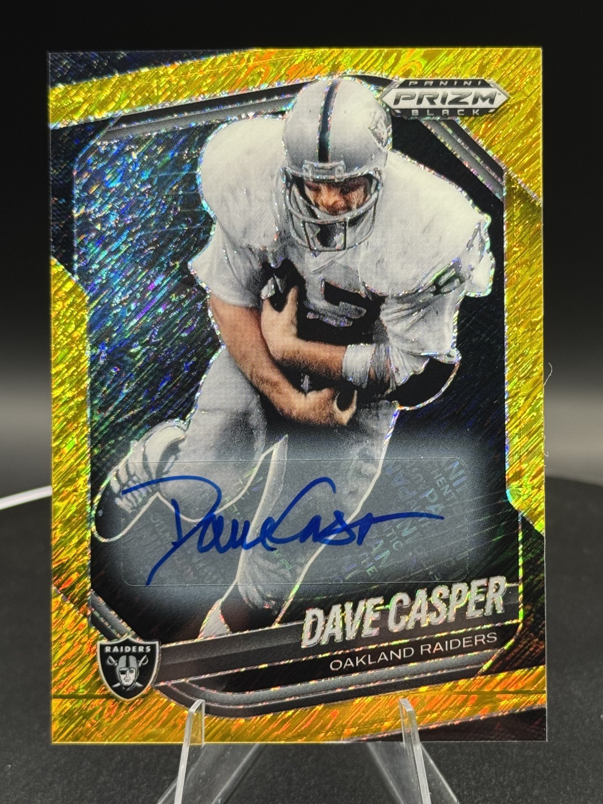 2025 Panini Prizm Black Gold Shimmer Auto #108 Dave Casper (AU) /10 HOF Raiders view 1