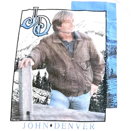 Rare Vintage 90s John Denver World Tour Concert T-Shirt Larg 1990s vintage concert t-shirt, vintage, size L, single stitch, B+ condition