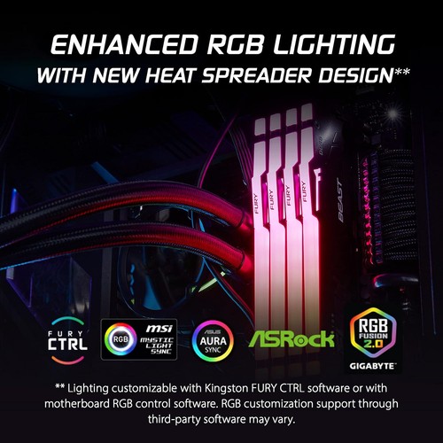 Kingston FURY Beast Schwarz RGB 32GB (2x16GB) 5200MT/s DDR5 CL36 DIMM Desktop Ga - Afbeelding 4 van 8