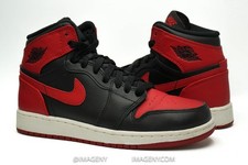 AIR JORDAN 1 RETRO HIGH OG GS USED SIZE 4Y BRED BLACK RED WHITE 575441 023