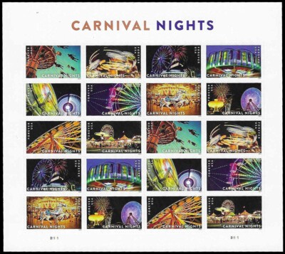 USPS Stamps ~ Unused Sheet of 20 ~ 2024 ''Carnival Nights''  Scott 5855-64