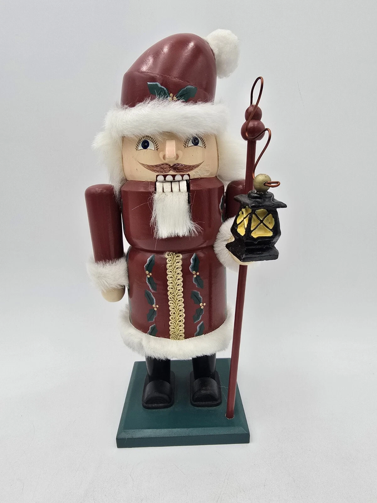 Santa With Lantern Nutcracker Bombay Company Vintage Wooden Painted