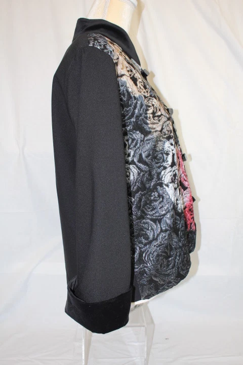 Blazer CAROLYN ROSE Multicolor "Rosas" Jacquard Abotonado Mujer Talla S (138) Foto 4 de 4