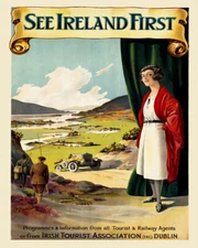 POSTER SEE IRELAND FIRST FISHING TOURISM TRAVEL VINTAGE REPRO FREE S/H