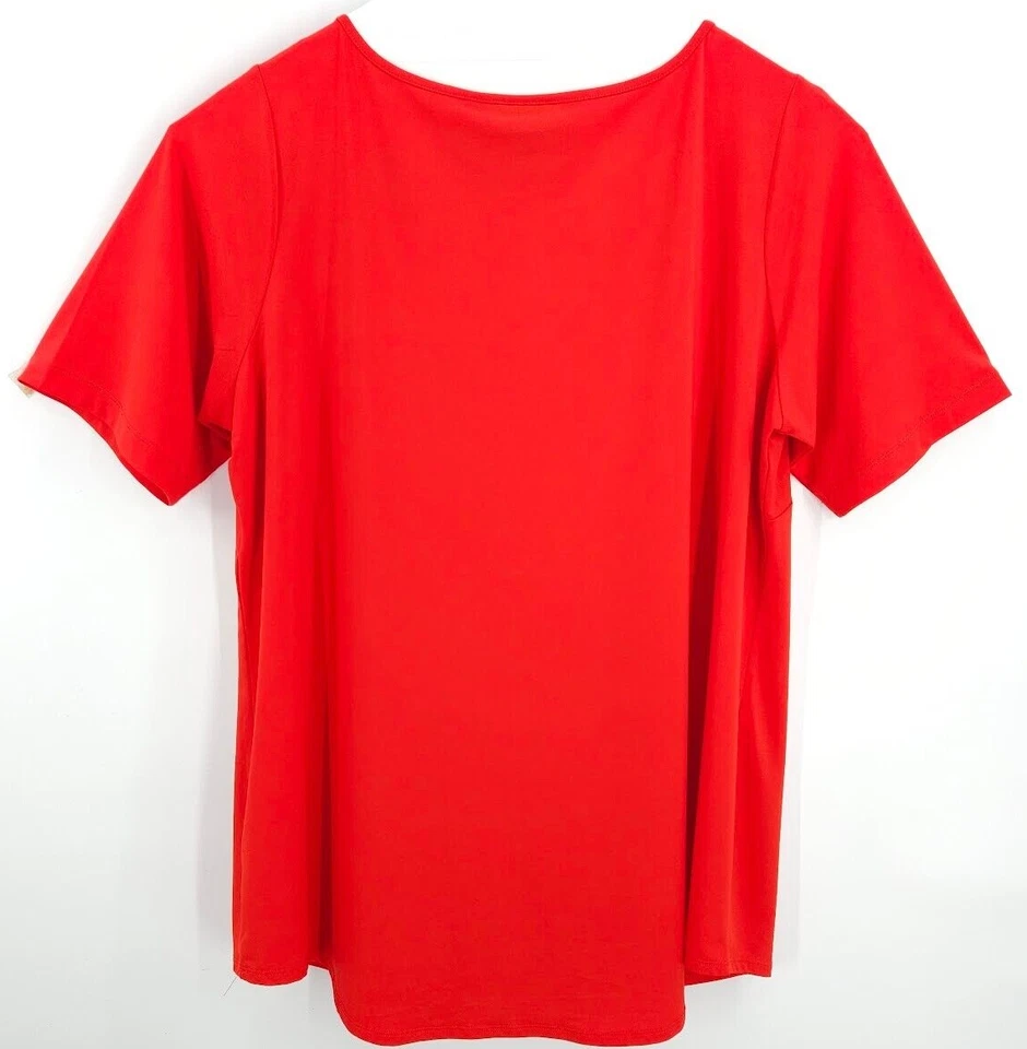 Top pulóver túnica roja Joan Rivers talla grande 1X elástico manga corta para mujer Foto 2 de 4
