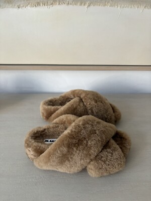 Jil Sander  Beige Fur Slippers Size 35
