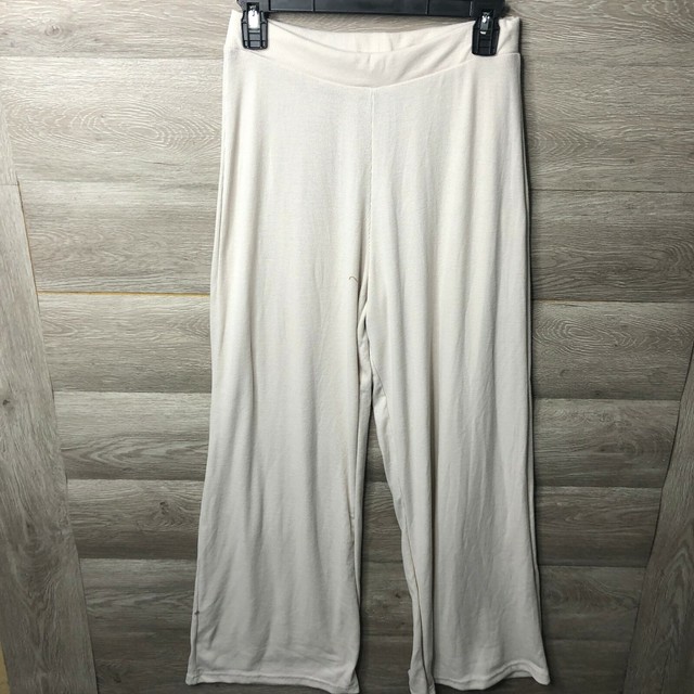 Nasty Gal Women's Size 9 Cream Ribbed Wide Leg Lounge Pants NWOT | eBay