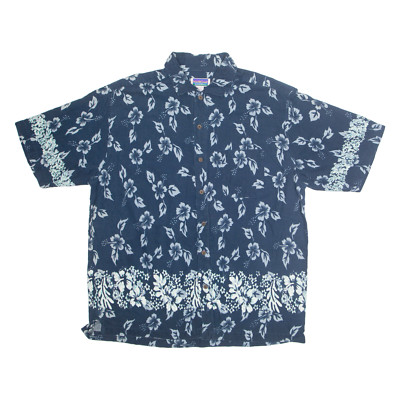 NORTH CREST Herren Hawaiihemd blau geblümt XL