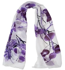 Women Chiffon Long Neck Scarf Head Hair Wrap Soft Lightweight Grape