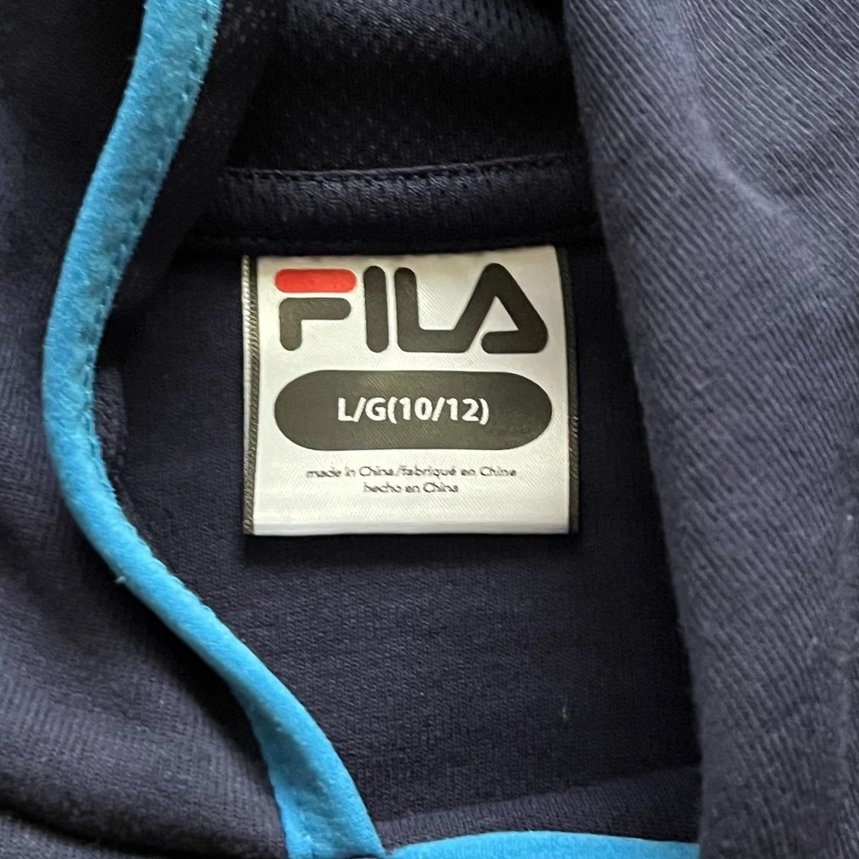 Fila Kids Navy Hooded Pullover Sweatshirt L(10/12) 60% Cotton 40% Polyester - Image 4 of 4