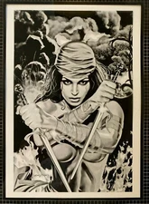 Production Art ELEKTRA #3 cover, GREG HORN art, 8.5x11