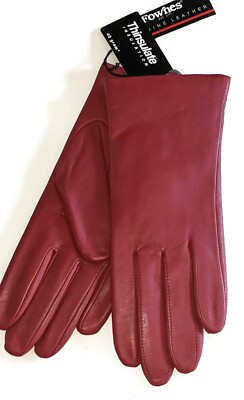 Fowne's Womens Better Leather-40 Gram Thinsulate Insulation , Large, Red, NEW.