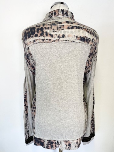 ELISA CAVALETTI GREY JERSEY CONTRAST TRIMMED COLLARED LONG SLEEVED SHIRT SIZE XL - Picture 3 of 4