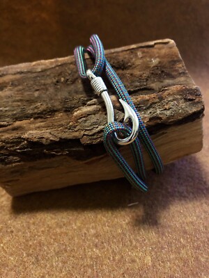 550 Paracord Hook Adjustable Bracelet Chameleon  With Antique Silver Tone Hook