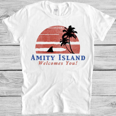 Amity Island Wellcomes You T-Shirt 2494 Jaws Retro Vintage cool Geschenk Tee