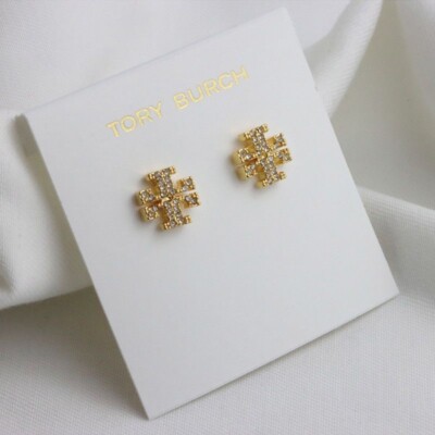 Tory Burch Double T Logo gold color Earrings Nice Lady Perfect Gift Holiday