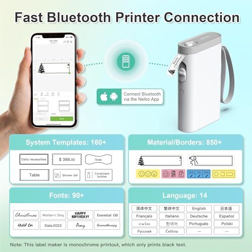 Label Maker Machine with Tape, P21 Bluetooth Label Printer, Wireless White