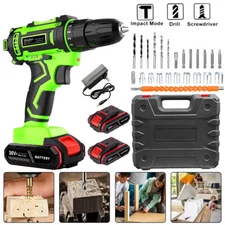 36Volt Drill 2 Speed Electric Cordless Drill / Driver with Bits Set & 2 Battery