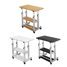 Mobile Computer Desk Laptop Table Height Adjustable Small Workstation with Wheel