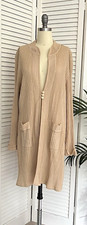 Exclusively Misook Size L Long Ribbed Beige Duster Cardigan