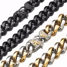 12/15mm 7-40inches Fashion Cuban Curb Chain Necklace Bracelet Stainless Steel