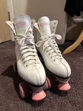 Womens Chicago Roller Skates Quads Size 9 White And Pink Vintage GREAT CONDITION