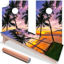 Palm Beach Sunset Sunset Beach Cornhole Board Wraps and Decals Vinyl Sticker