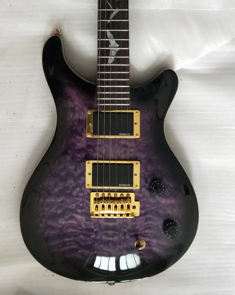 Purple Black Quilted Maple Top ElectricGuitar Pearl Bat