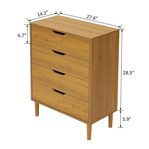 Chest of 4 Drawers Bedroom Storage Solid Wood Legs Scandi Style Bedside Table - Picture 42 of 45