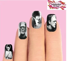 Waterslide Full Nail Decals Set of 10 - Halloween Monster Frankenstein & Bride