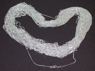 25 pcs 925 Sterling Silver Box Chains 18" Necklaces Lot - Afbeelding 1 van 1