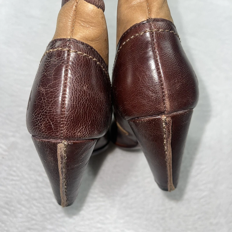 Botas True Religion Dos Tonos Cuero Marrón Cremallera Hasta la Rodilla Moda Talla 6.5 M. Foto 3 de 4