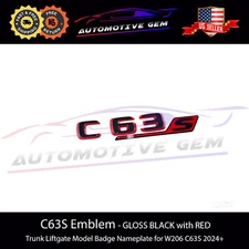 C63S AMG Emblem GLOSS BLACK & RED Rear Trunk Badge Logo Nameplate Mercedes