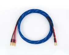 Canare 4S11 Bi-Wire Speaker Cable Single, Blue Flex Braided 2 to 4 BFA Banana.