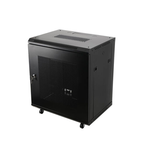 12U Black Network Cabinet Data Comms Wall Rack with wheels 600×450×650 - Picture 8 of 13