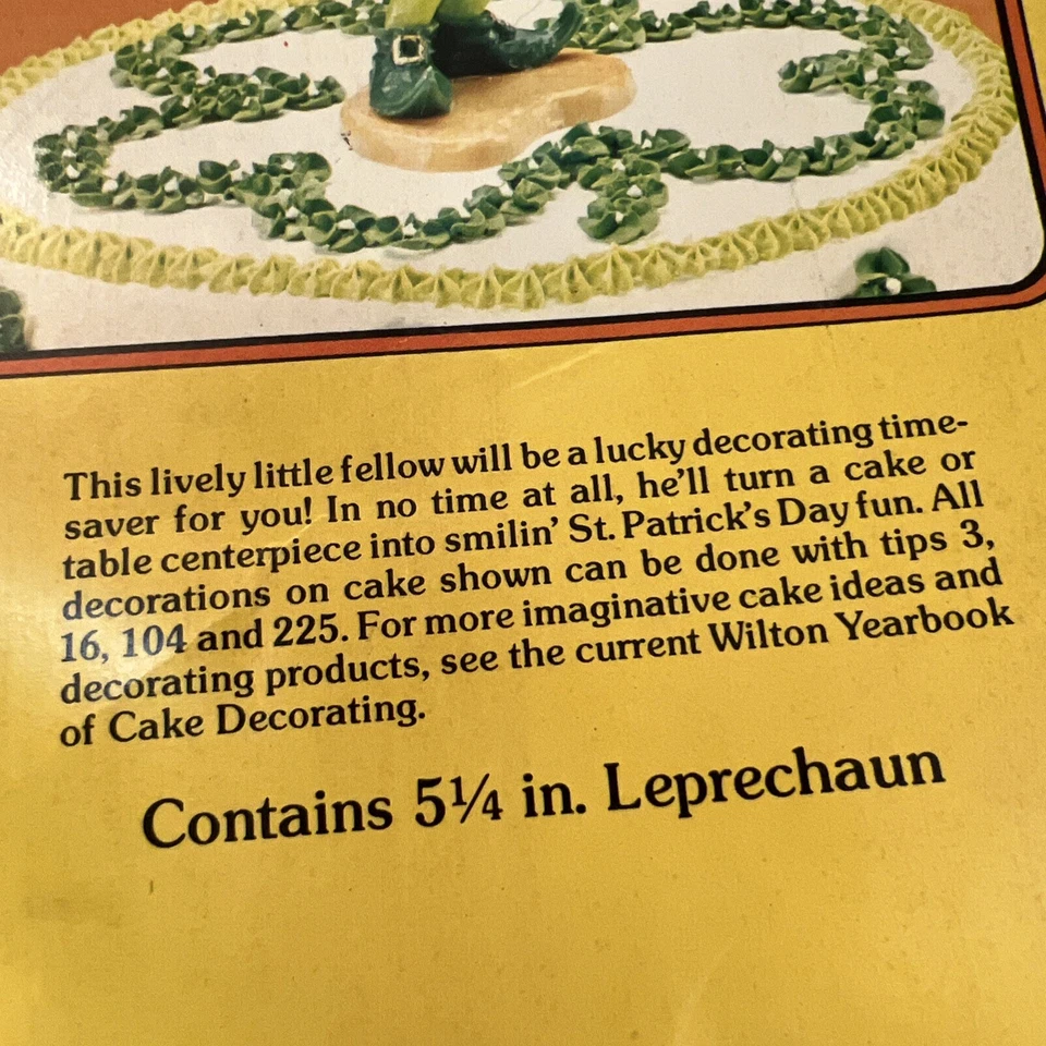 Topper de bolo vintage Wilton St Patrick’s Day Lucky Leprechaun trevo de quatro folhas - Imagem 3 de 4