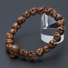 Buddhist prayer beads bracelet with wooden beads, skeleton design, boxwood, 10mm