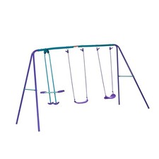 Heavy Duty Metal Swing Set Adjustable Height Violet Kids Playground Equipment