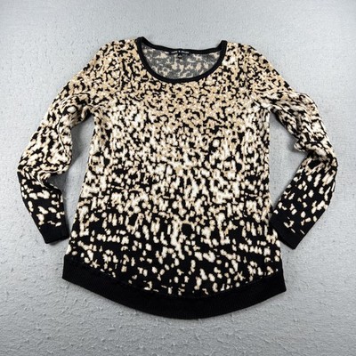 Cable & Gage Womens Size Medium Cheetah Print Sweater Crew Neck l/s Shirt