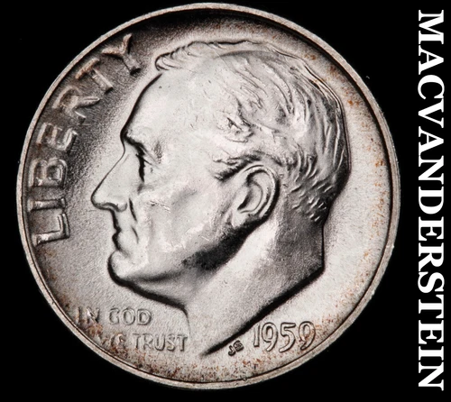 1959 Roosevelt Dime- Silver- Choice Gem Brilliant Uncirculated+++ Luster #J2100