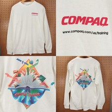 COMPAQ training long sleeve t-shirt XL tag vtg 90s y2k pc desktop computer nerd