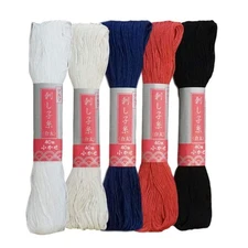 Daruma Yokota Sashiko Thread 5 Skein Essential Color Set (Thick Sashiko Threa...