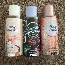 Victoria's Secret PINK Body Mist Lot 3 Basic Vanilla-Sweet Summer-Fizzy Peach